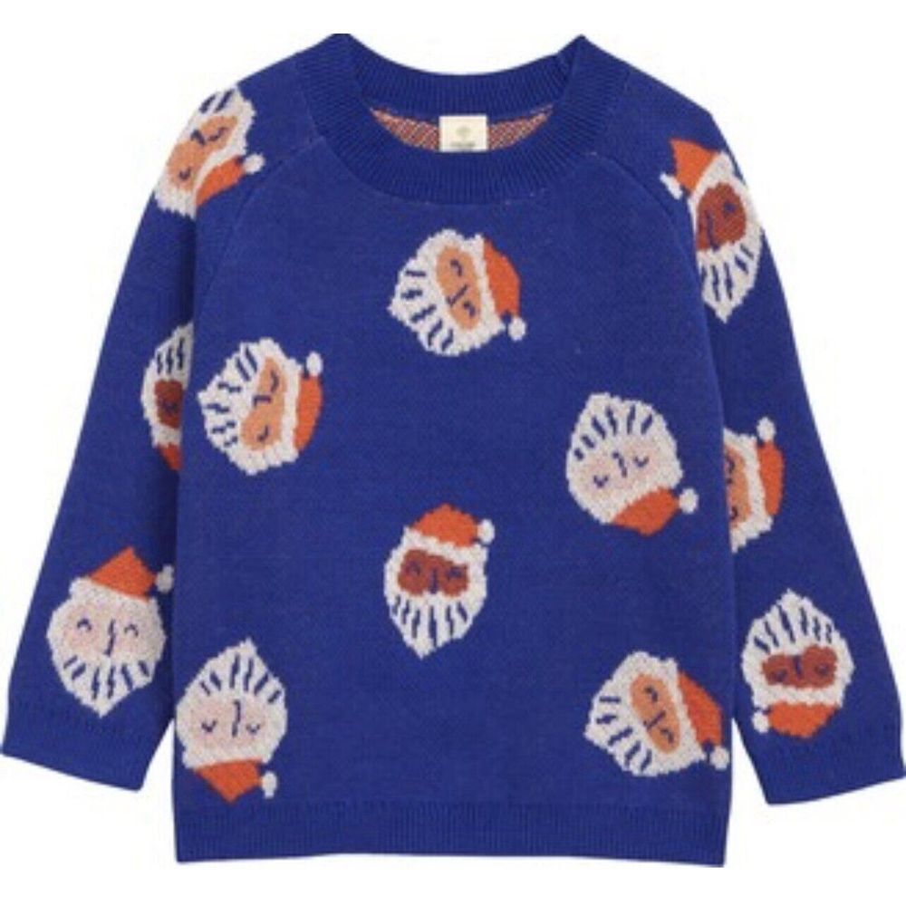 Tucker +‎ Tate Santa Face Blue Cotton Sweater Size 9 Months New